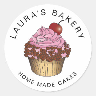 Cakes Sweets Cupcake Home Bakery Girly Watercolor  Classic Round Sticker
