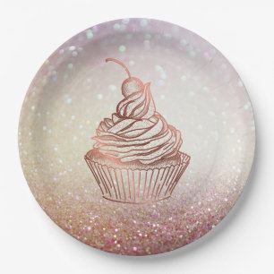 Cakes & Sweets Cupcake Home Bakery Rustic Vintage Paper Plate