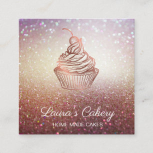 Cakes & Sweets Cupcake Home Bakery Rustic Vintage Square Business Card