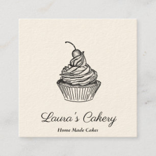 Cakes & Sweets Cupcake Home Bakery Rustic Vintage Square Business Card