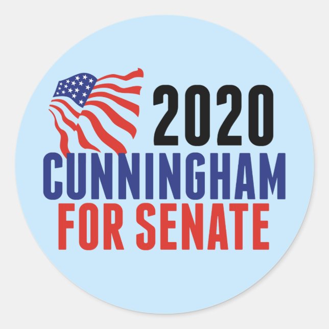 Cal Cunningham for Senate Classic Round Sticker (Front)