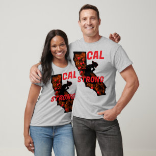 CAL FIRE STRONG Red Blk CA Outline Solid Heart T-Shirt