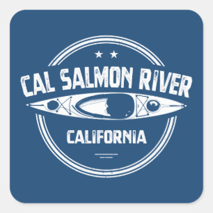 Cal Salmon River California Kayaking Square Sticker