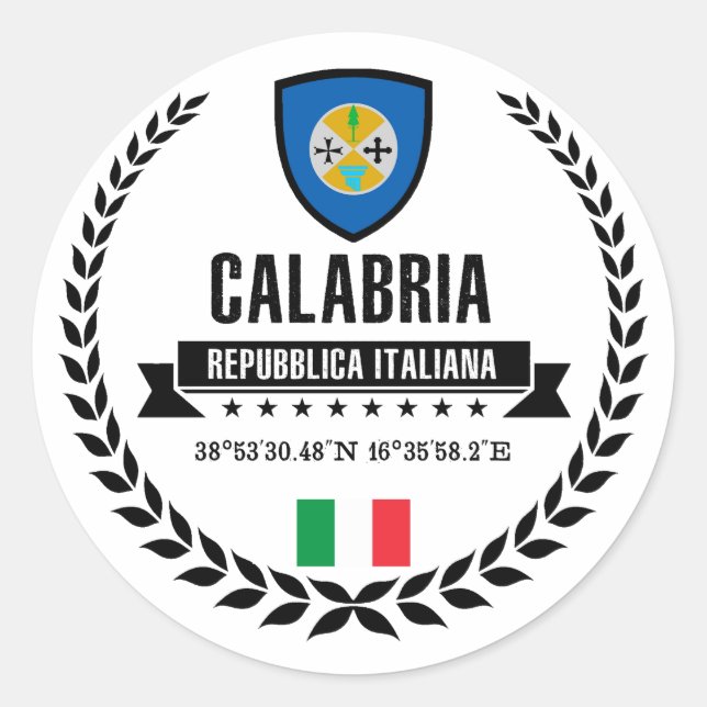 Calabria Classic Round Sticker (Front)
