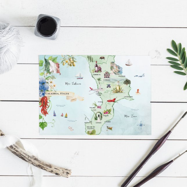 Calabria, Italy | Destination Wedding Map  Invitation (Creator Uploaded)