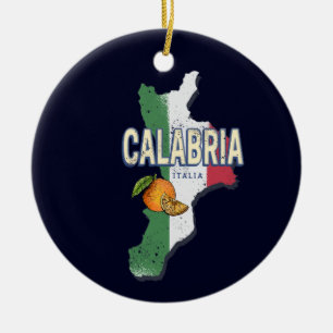 Calabria Italy Retro Region Map Vintage Souvenir Ceramic Ornament