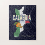 Calabria Italy Retro Region Map Vintage Souvenir Jigsaw Puzzle<br><div class="desc">Calabria, region in Italy with map and oranges design, Italian vintage flag, souvenir for Catanzaro vacation. Calabria with Retro Orange design and map as Italy and Europe souvenir! Lifestyle for Calabria backpackers and European city trips. Calabria with flag, region in Italy, vintage map and orange design souvenir. Retro Calabria with...</div>