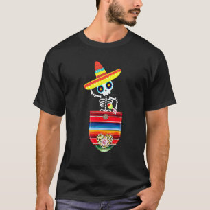 Calaca Blanket Pocket Serape Mexican Cinco De May T-Shirt
