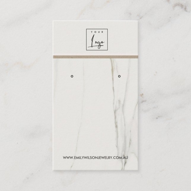 CALACATTA MARBLE TEXTURE STUD EARRING DISPLAY BUSINESS CARD (Front)
