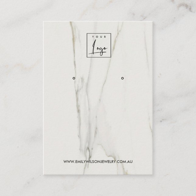CALACATTA MARBLE TEXTURE STUD EARRING DISPLAY BUSINESS CARD (Front)