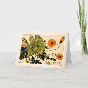 Caladium & Coreopis Flowers, Botanicals-Customize Invitation