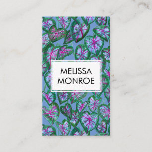 Caladium Leaves Tropical Bold Watercolor Botanical Business Card