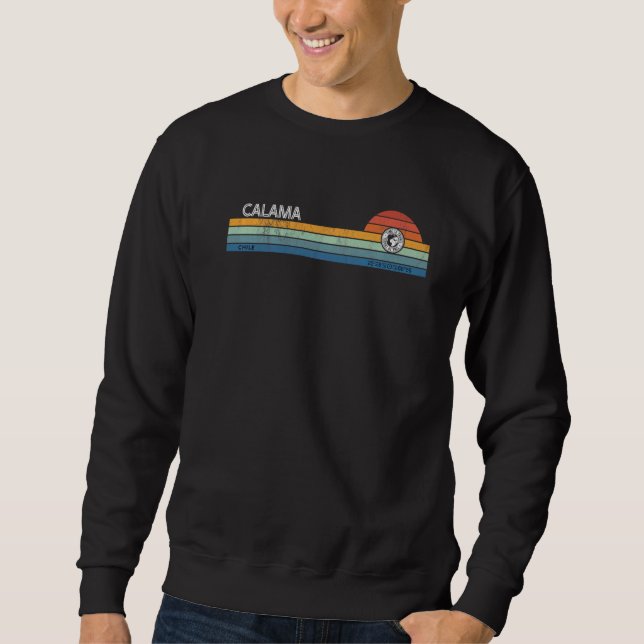 Calama Chile Retro Sunset Rainbow Synth Striped Sweatshirt (Front)