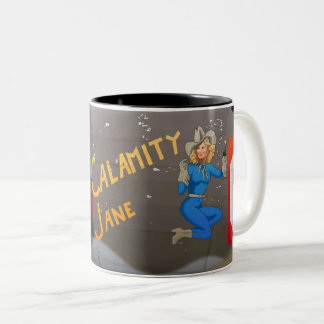 Calamity Jane B-24 Nose Art (Vintage Fuselage) Two-Tone Coffee Mug