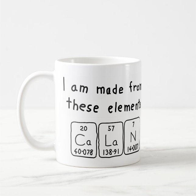Calan periodic table name mug (Left)