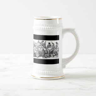 Calavera Bicyclists circa late 1800's Mexico Beer Stein