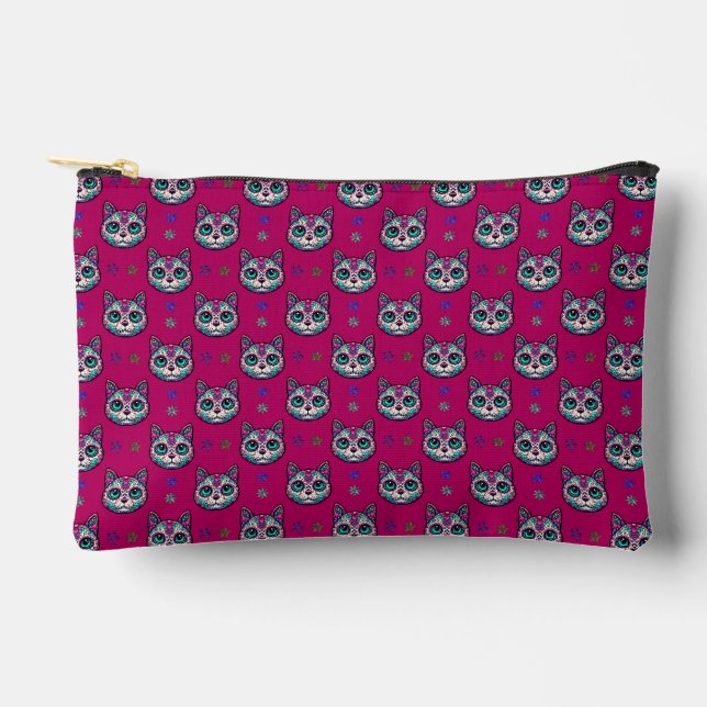 Calavera Cat Art Pattern Accessory Pouch (Front)