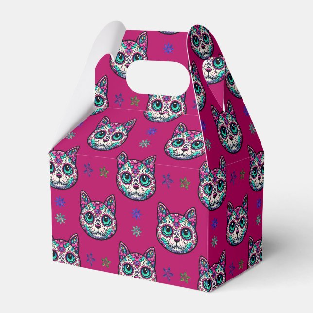 Calavera Cat Art Pattern Favor Box (Back Side)