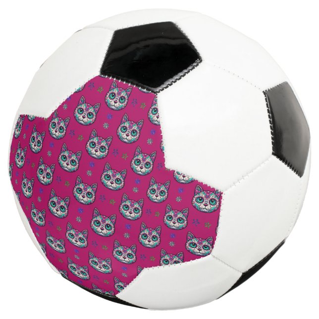 Calavera Cat Art Pattern Soccer Ball (Three Quarter)