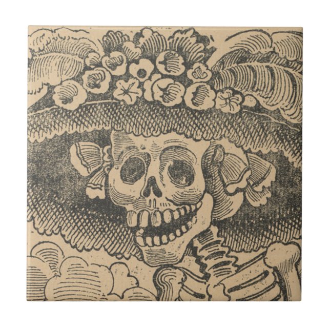 Calavera Catrina (Dapper Skeleton) (Elegant Skull) Tile (Front)
