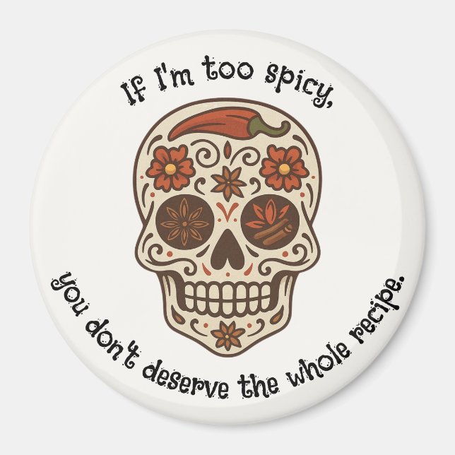Calavera Crâne sucre épicé Cuisine frigo aimant (Devant)