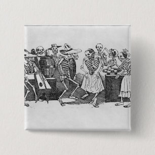 Calavera du jarabe d'outretombe' 2 inch square button