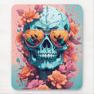 Calavera Floral Colorida Mouse Pad