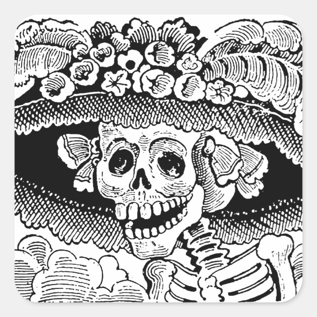 Calavera Garbancera (Catrina) by José Posada Square Sticker (Front)