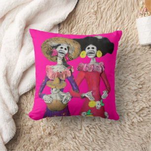 Calavera Hermanas Throw Pillow