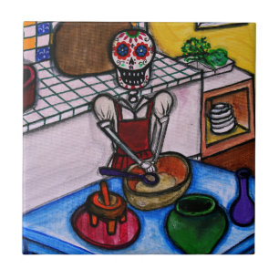 CALAVERA LA COCINERA LA JEFA PAINTING TILE