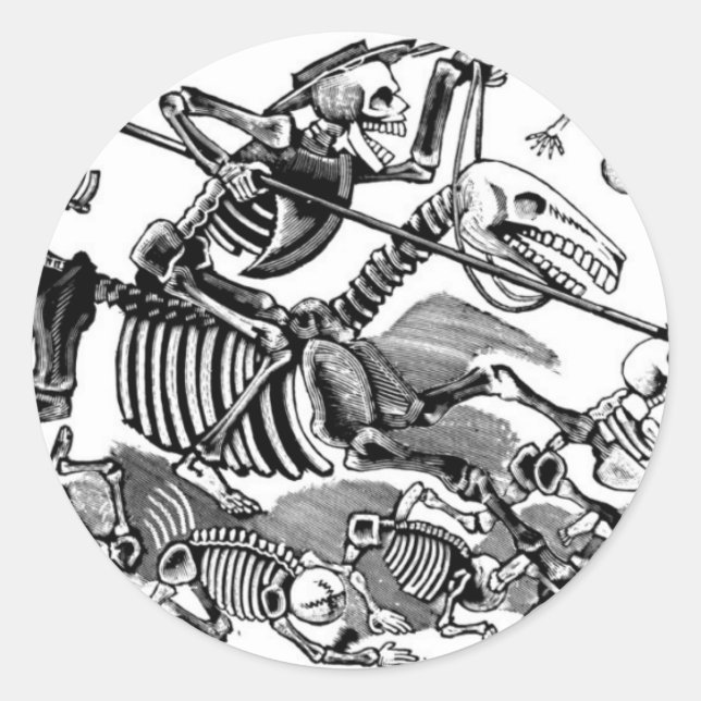 "Calavera of Don Quixote" circa early 1900's Classic Round Sticker (Front)