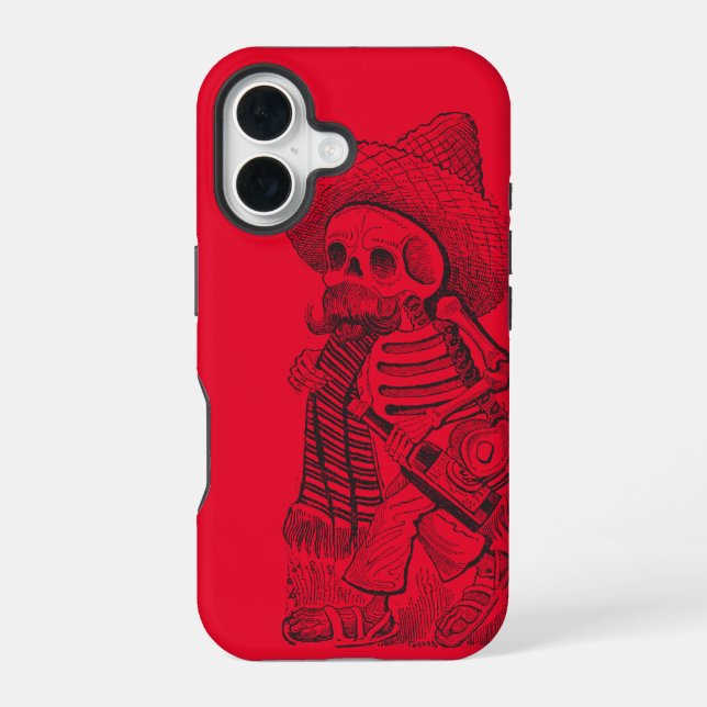 Calavera Red iPhone 16 Case (Back)