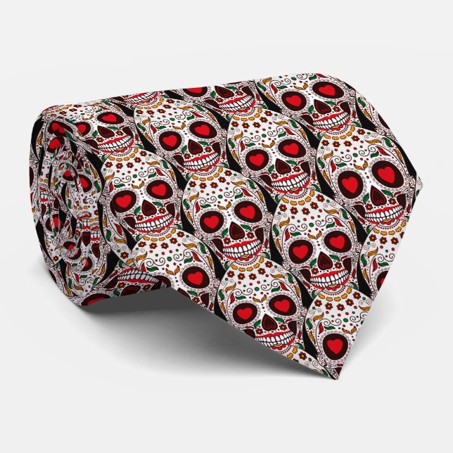 Calavera Skull Neck Tie for the Bold and Daring (Rolled)