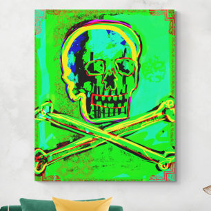 Calavera Skull pGeek NFT Art Green Red Canvas Print