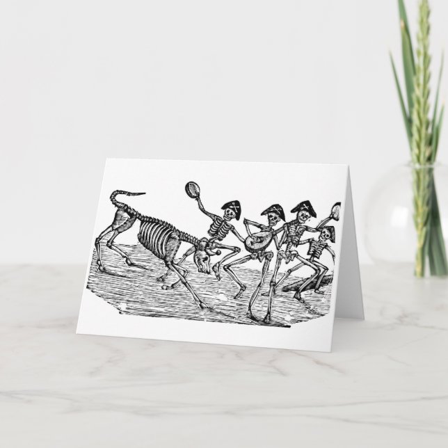 Calaveras at the Running of the Bulls c. 1800's Card (Front)