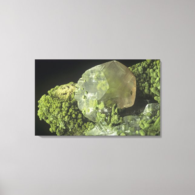 Calcite crystal and Mottramite, Tsumeb Mine, Namib Canvas Print (Front)