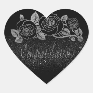Calcomanía en forma de corazón con felicidades heart sticker