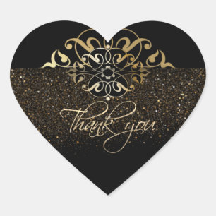Calcomanía en forma de corazón negro con purpurina heart sticker