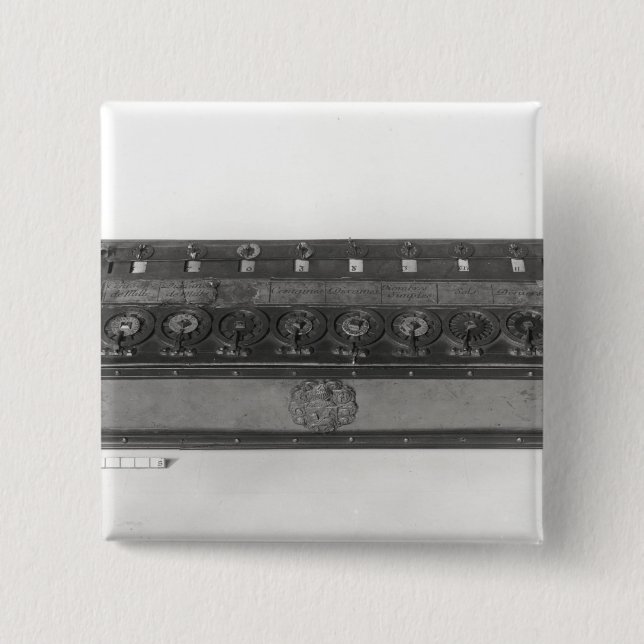 Calculating Machine invented 2 Inch Square Button (Front)