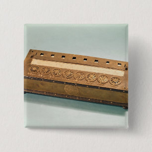 Calculating machine invented by Blaise Pascal 2 Inch Square Button