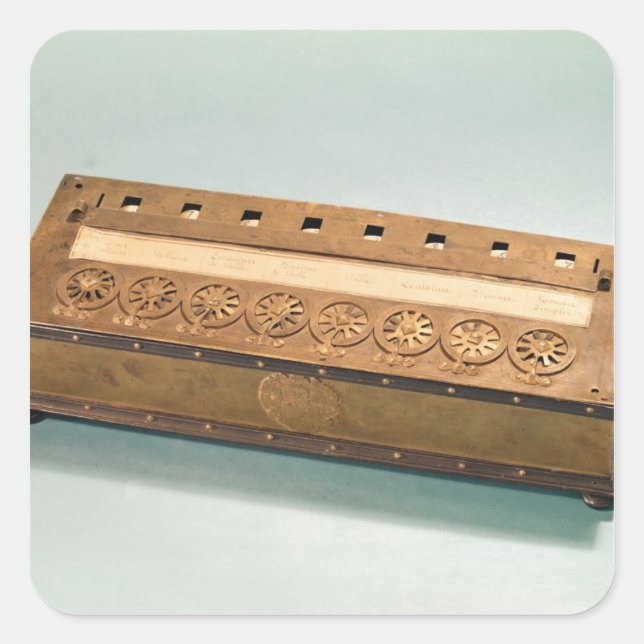 Calculating machine invented by Blaise Pascal Square Sticker (Front)