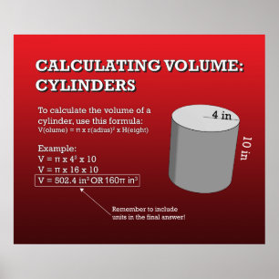 Calculating Volume:   Cylinders  *UPDATED* Poster