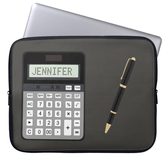 Calculator and Pen graphic Laptop Sleeve (Front)
