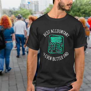 Calculator Hand Drawn   Best Accountant Dad Black T-Shirt