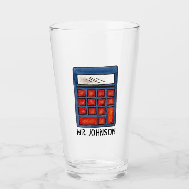 Calculator Math Class Teacher Education School Glass (Front)