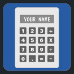 Calculator stickers with custom text<br><div class="desc">Calculator stickers with custom text for office or school. Fun design for kids and adults. Personalize with your own custom name or quote in the calculator. Available in blue or other colour. Funny present for bookkeeper, accountant, coworker, math teacher, tutor, kids, office employee, boss, finance worker, bank clerk etc. Novelty...</div>
