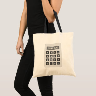Calculator tote bag with custom name