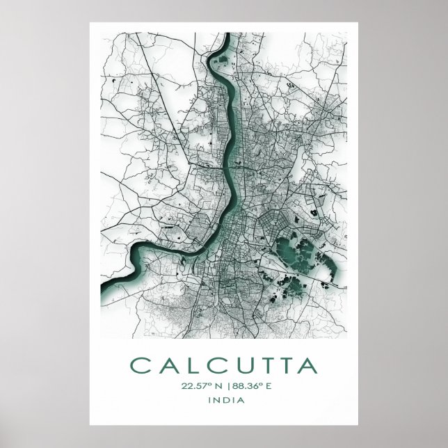 Calcutta/Kolkata Map Poster| West Bengal| India Poster (Front)
