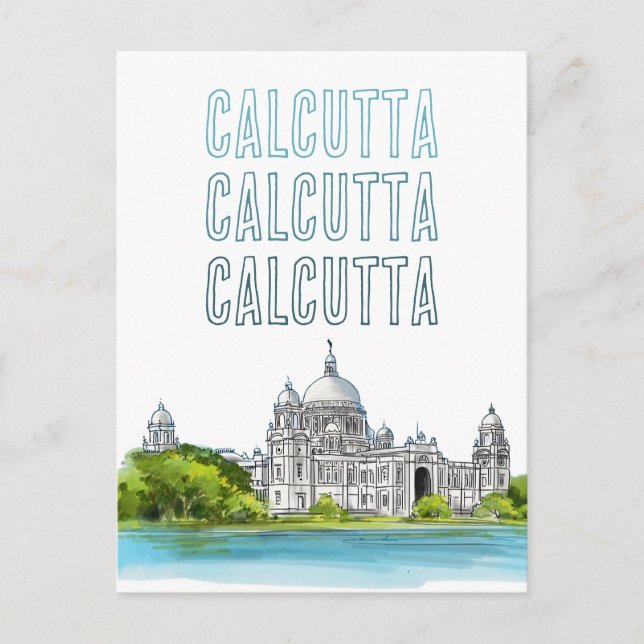 Calcutta "Victoria Memorial" Kolkata Bengali Holiday Postcard (Front)