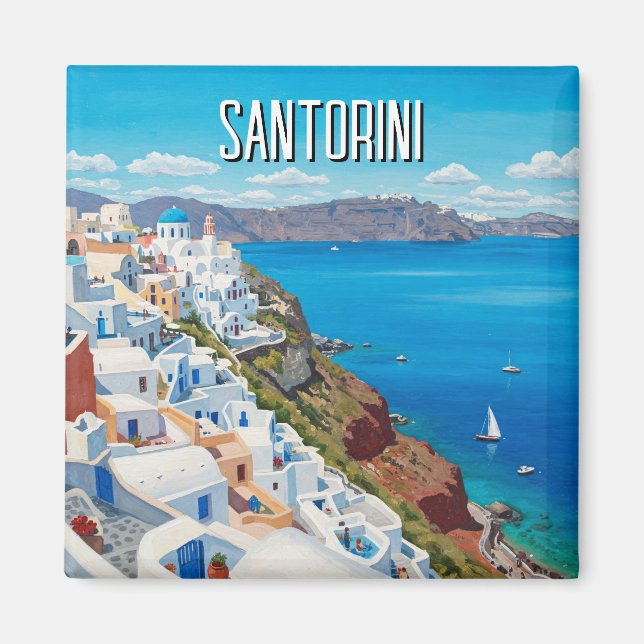 Caldera View Santorini Greece Cyclades Travel Magnet (Front)